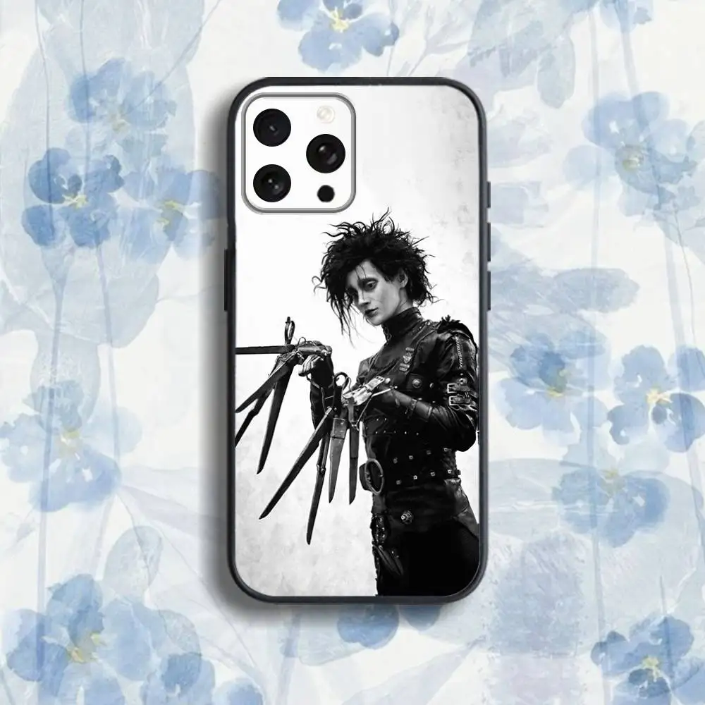 Чехол для телефона E-Edward S-Scissorhands для iPhone 17,16,15,14,13,12,Pro,Max,Plus,E,SE4,Air,Mini Black Soft Box