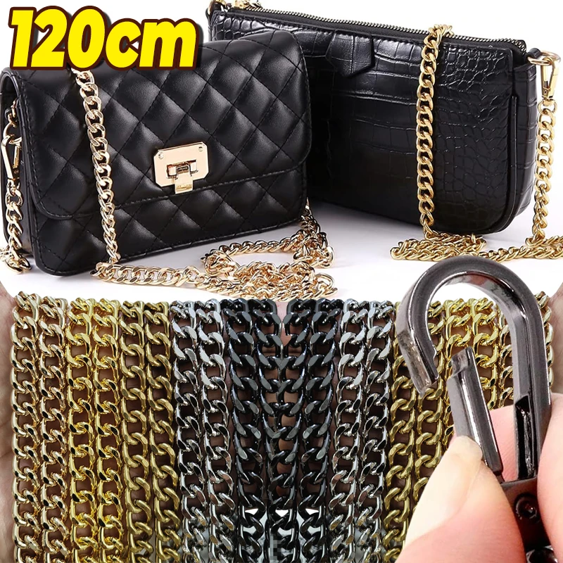 

120cm Metal Aluminum Bag Chain Replacement Parts Accessories for Hand-Woven Shoulder Handbag DIY Handmade Detachable Straps
