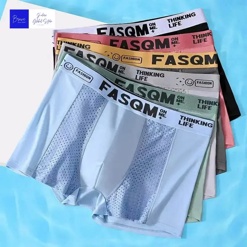 1PC Mesh Ice Silk Boxer Shorts Men's Underwear Underpants Breathable Teenagers Panties Bamboo Lingerie Plus Size Boxers Hot
