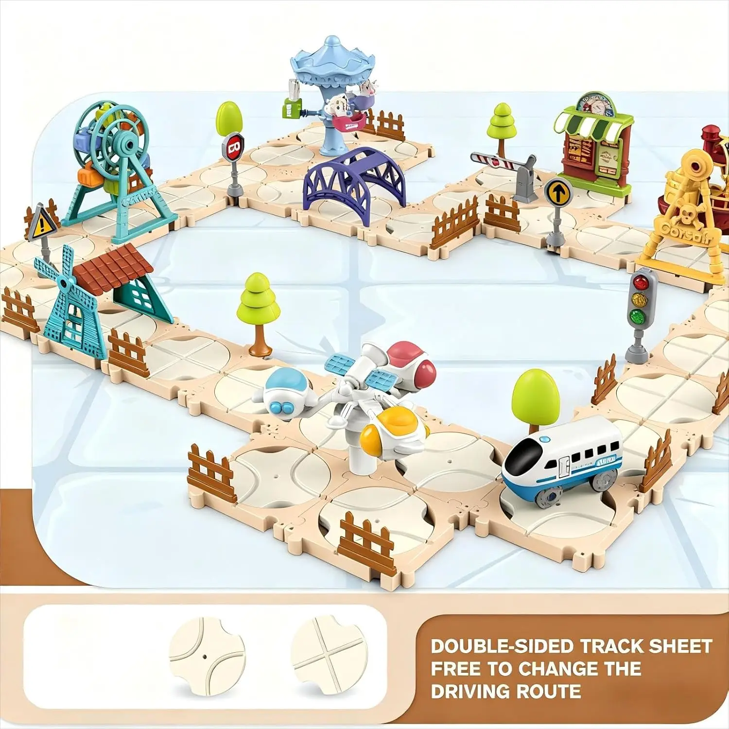 DIY Puzzle Track Car Set Assembling Scene Rail Train Learning Logic Road Board Games Educational Toy Kid Boy Birthday Gifts view 6