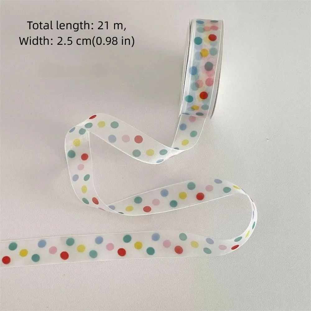 

Красочная подарочная лента с горошком и бантом, декоративная лента для подарочных коробок, прозрачная полиэстеровая лента для упаковки, День святого Валентина