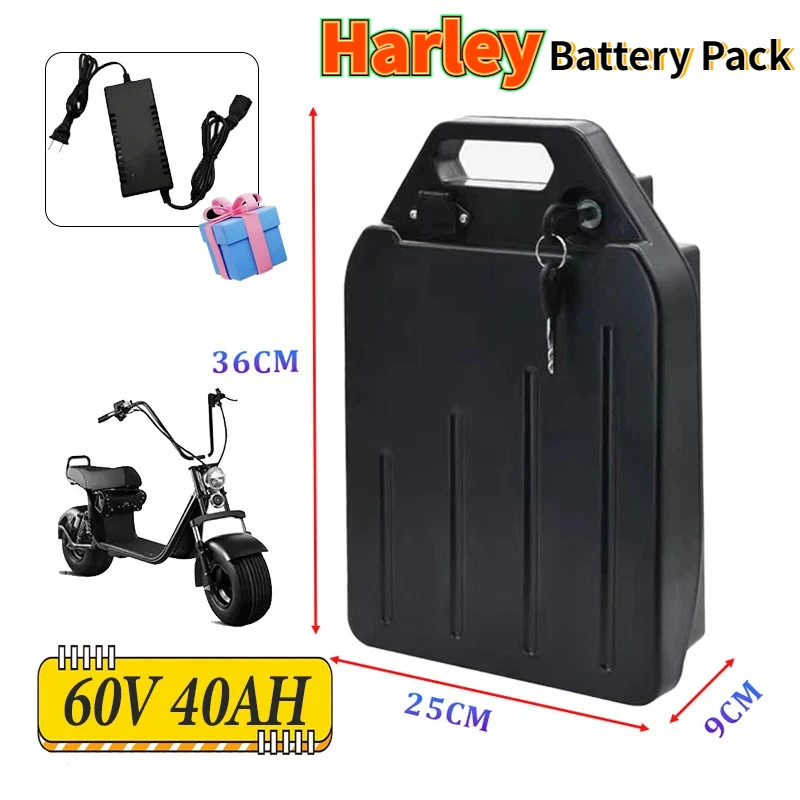 New Original 60V 40Ah 18650 Lithium Battery for-Harley Electric Motorcycle Bicycle Below 1800W Waterproof Lithium Battery Pack