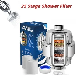 Filtre à eau de douche à haut rendement pour pommeau de douche, Roi ation à 25 couches, élimination des métaux au fluorure combinés, eau adoucie filtrée