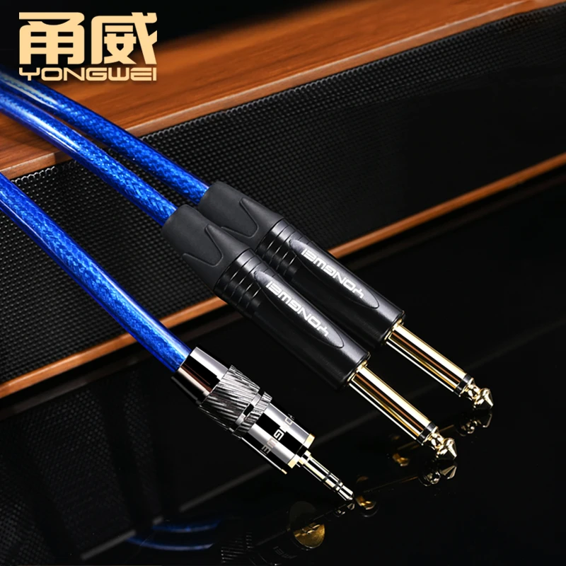 YONGWEI 3.5mm to 6.35mm Adapter Audio Cable for Mixer Amplifier Speaker Gold Plated 6.5mm 3.5 Jack Male Splitter Audio Cable