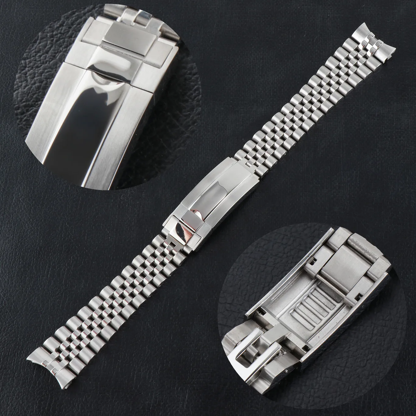 

Watchband Strap 2021 Men's 20mm 316L Stainless Steel Bracelet Silver Glide-Lock Buckle for 40mm Sub Watch Case