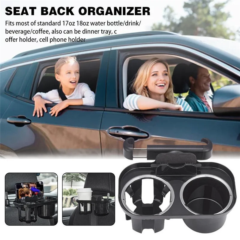 Car Double Cup Holder Car Beverage Holder Rear Pillow Snack Tray Universal Car Supplies image 4