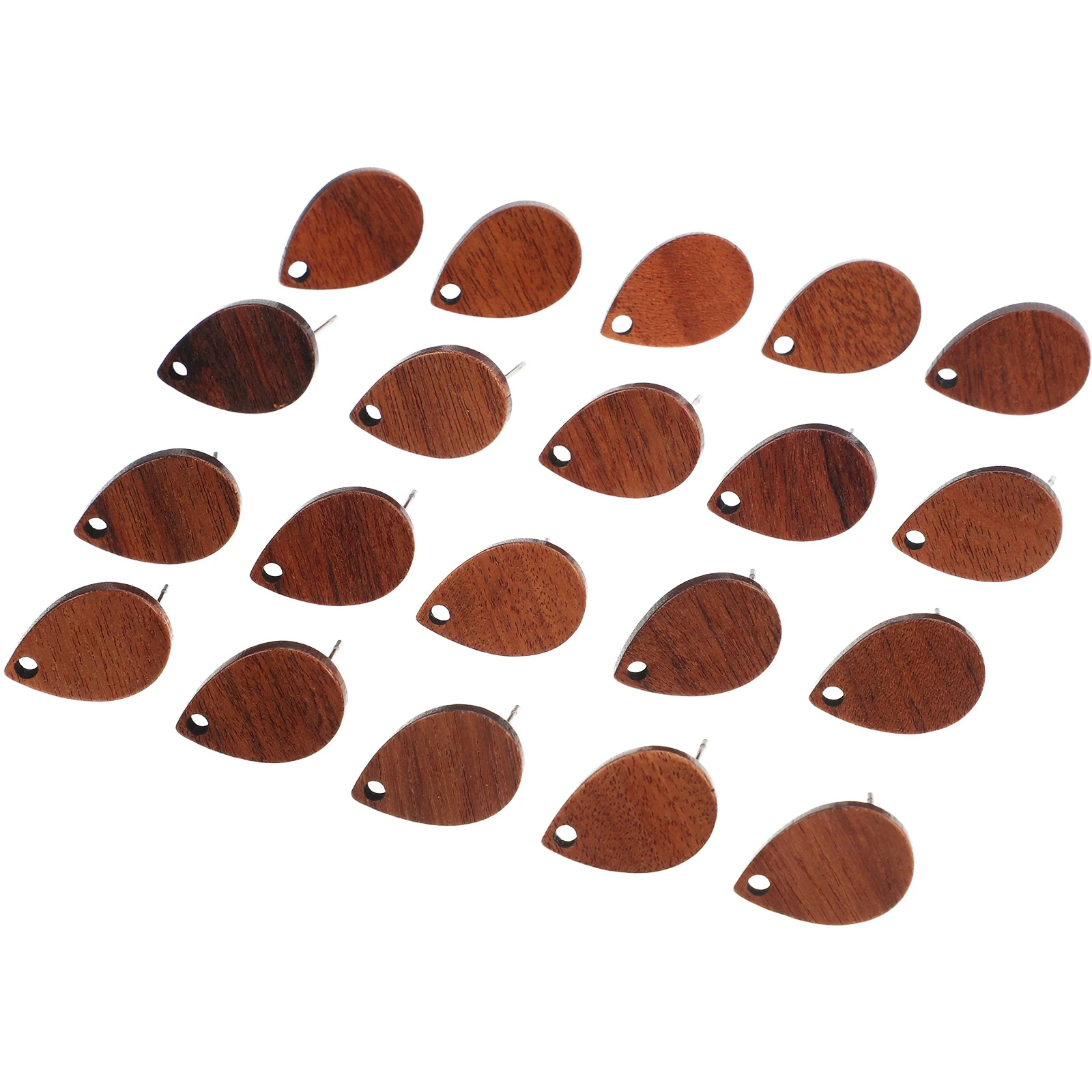 

20 Pcs Hung Earring Accessories Posts Earrings Material Flat Stainless Steel Studs Pins Teardrop Wood Parts Making
