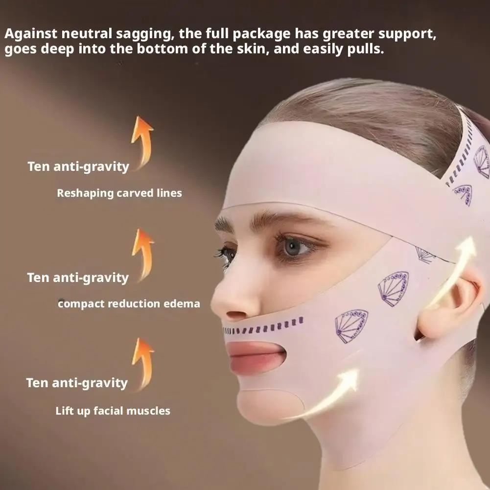 ﻿   Schönheit Gesicht Sculpting Schlaf Maske Doppel-deck Gesicht Anti-Agi Gesicht Gesichts Abnehmen Maske Heben Wiederverwendbare Geformte Bandage gürtel O8T0