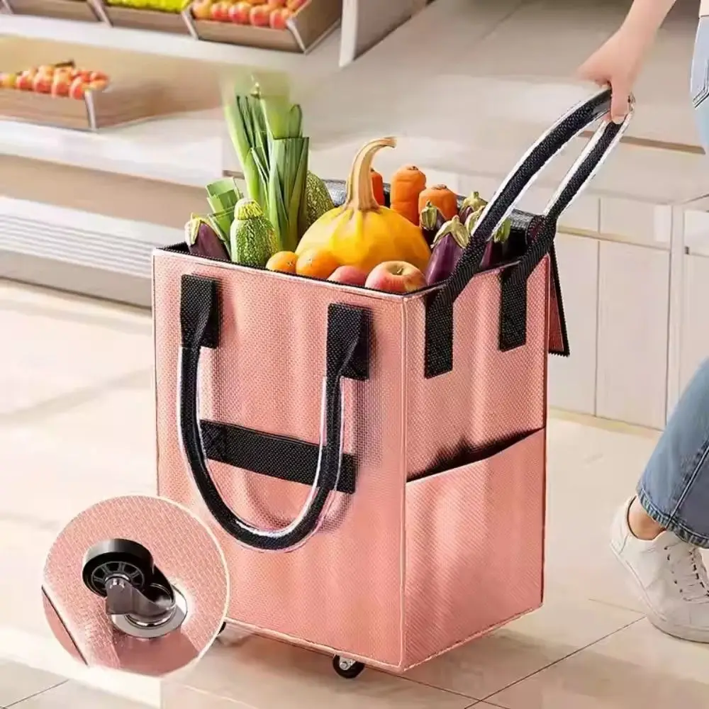 

Long Handheld Roller Skating Shopping Bag Foldable Lightweight Folding Hand Cart Large Capacity Waterproof Pull Cart with Wheels