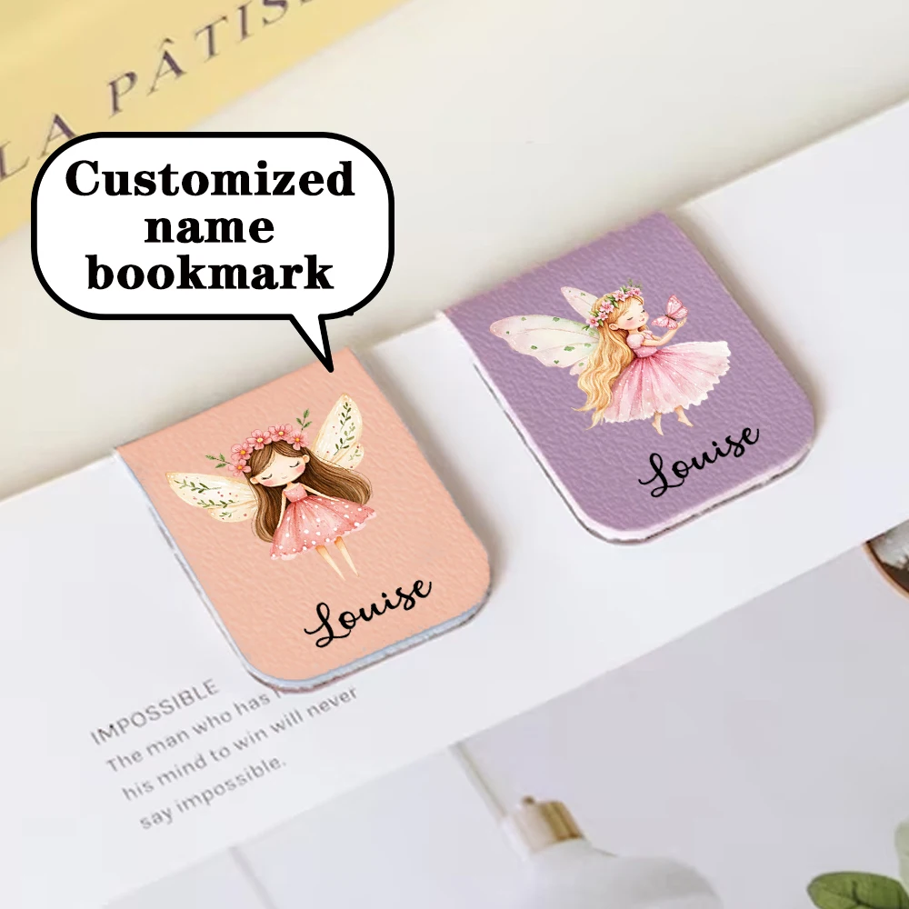

1 name customized bookmark, PU leather material elf pattern bookmark, magnetic bookmark that can be attached, birthday gift for