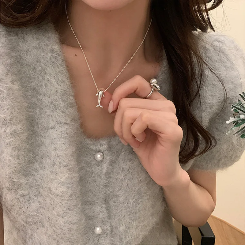 

925 Sterling Silver Water Drop Necklace For Women Girl Simple Irregular Geometric Jewelry Accessories Dropshipping