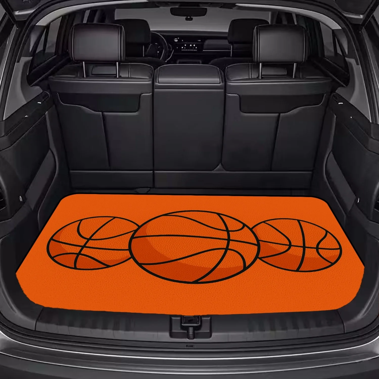 1pc, Basketball Style Polyester Fiber Trunk Mat, Featuring A Basketball Print Design, An Essential Item For Travel, Compatible W
