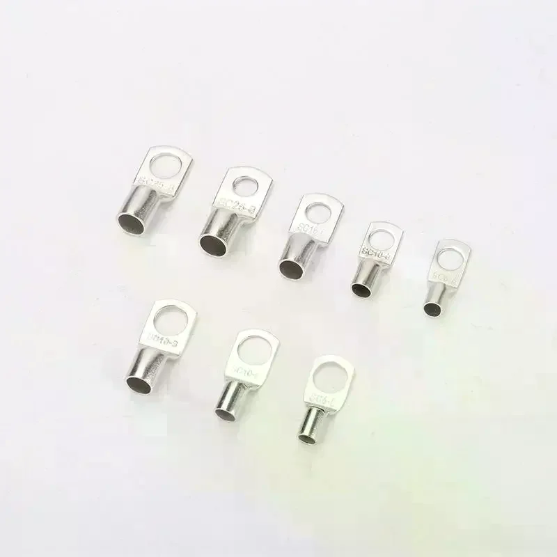 60Pcs Bolt Holes Tinned Car Copper Cable Lug Battery Terminal Group Wire Terminal Kit Connector Group Terminal SC6-6 SC16-8
