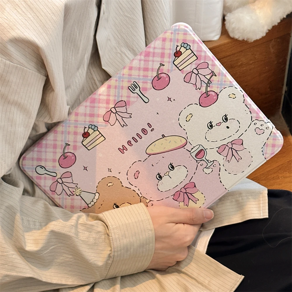 

Cute Three Bears For iPad 2024 Air 11 13 Pro 11 12.9 13 M2 M4 case 9.7 10.2 5th 6th 7th 8th 9th 10th Gen Cover Air 6 5 4 3 Case