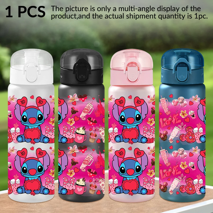 

1 шт., пластиковая бутылка для воды Disney Stitch Love Pattern, 26 унций, спортивная чашка для воды на открытом воздухе, подарок на день рождения/позад в школу