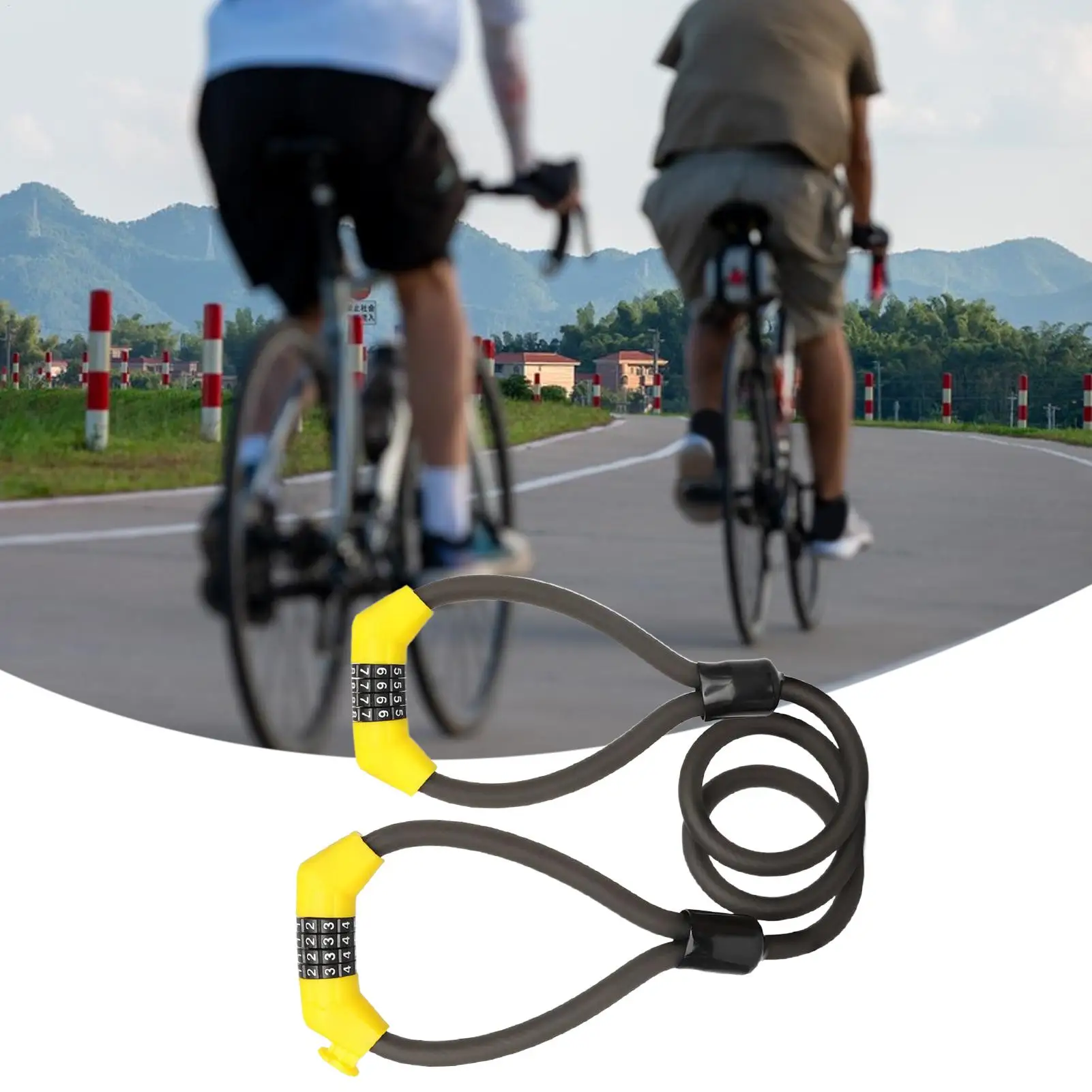 4 Digit Combination Cable Lock Heavy Duty Anti Theft Bike Lock for E Bikes Scooters Outdoor Public Parking Street Security