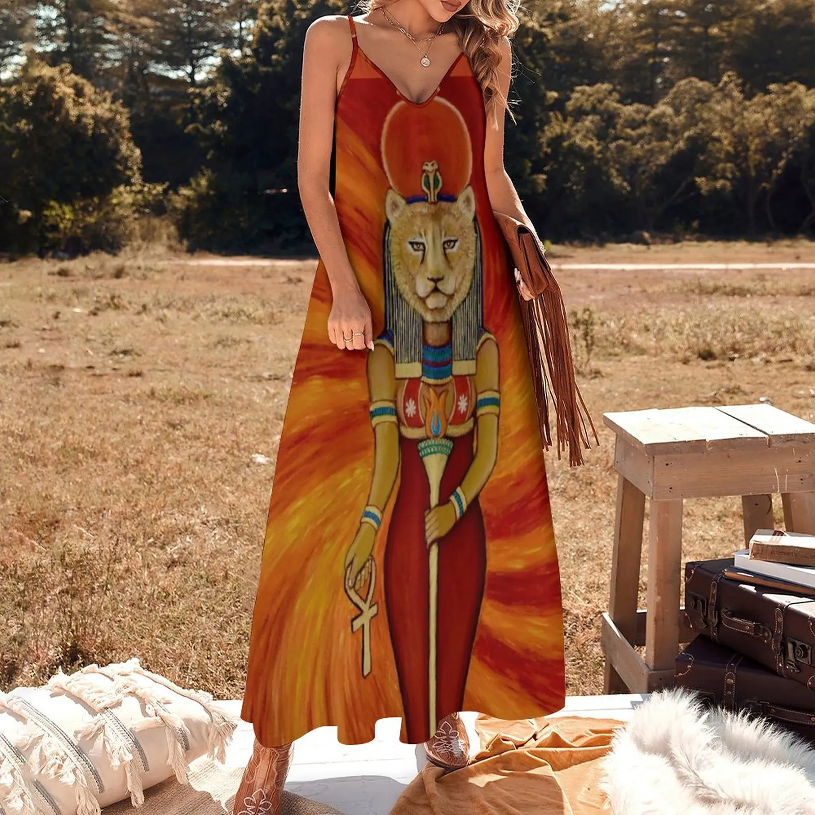 Sekhmet Egyptian Lioness Goddess Sleeveless Dress elegant party dress for women 2023 prom dress Clothing Woman's evening dress