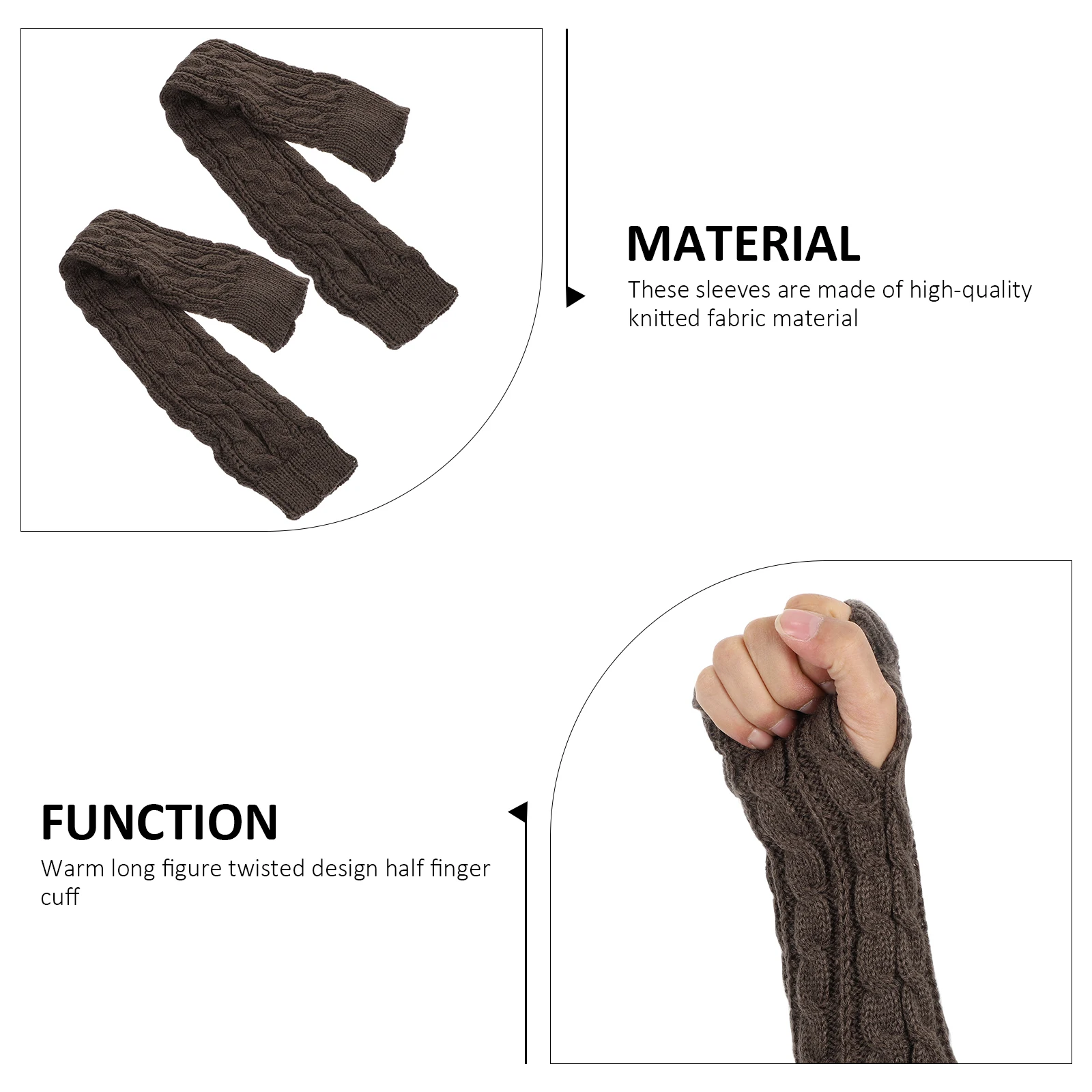 

1 Pair Warm Knitted Arm Sleeves Winter Female Fingerless Gloves Half Finger Sleeves Stylish Practical Durable Gift For Women