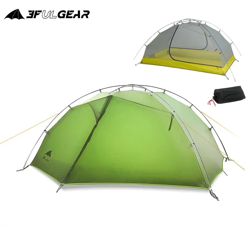 3F UL GEAR 2 Person Camping Tents Waterproof Lightweight 15D Silicon 4 Seasons Aluminum Pole Double Layer Outdoor Hiking Tent