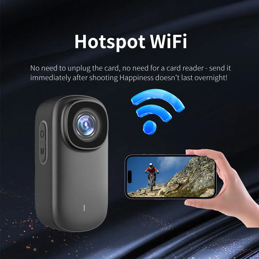 HD 1080P WiFi Camera Portable HD Cam for Outdoor Cycling Travel Hiking Wide Angle Lens Lightweight for Daily Recording