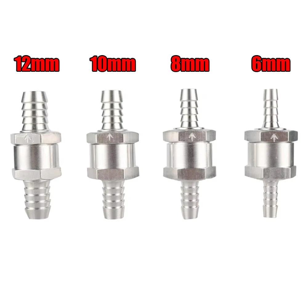 6/8/10/12mm One Way Check Valve Garden Aquarium Water Connector Aluminium Alloy Fuel Non Return Single Way Tube Hose Valve