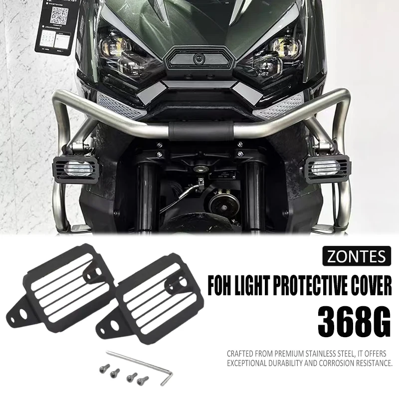 

Motorcycle For Zontes 368G 368g 2025 Front fog lamp spotlight protective cover 368 G front fog lamp spotlight protective cover