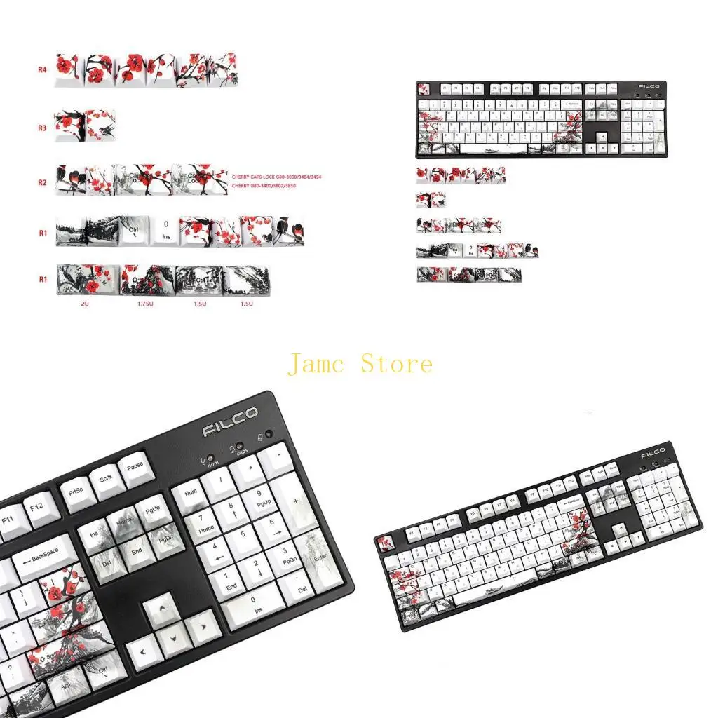 LX0B 128 Keys PBT Keycaps Cherry Profile DYE-SUB For Cherry MX Switch 1.5U 1.75U 2U Shift 6.25U Spacebar Mechanical Keyboard