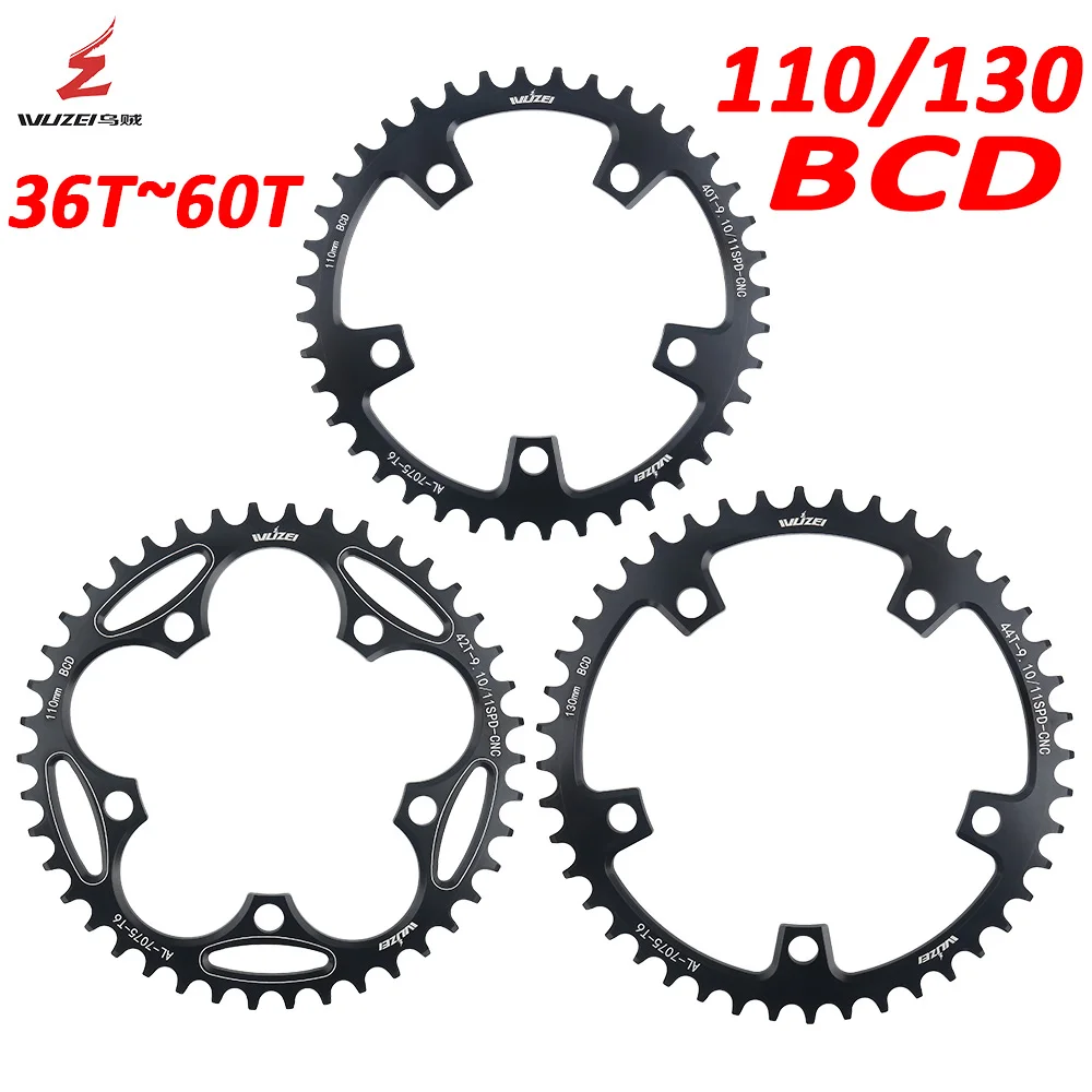 WUZEI 110 130 BCD Chainring 36T 38T 40T 42T 46T 50T Narrow Wide Star Road Bike Crown 5 Bolts Front Star for Folding Bicycle
