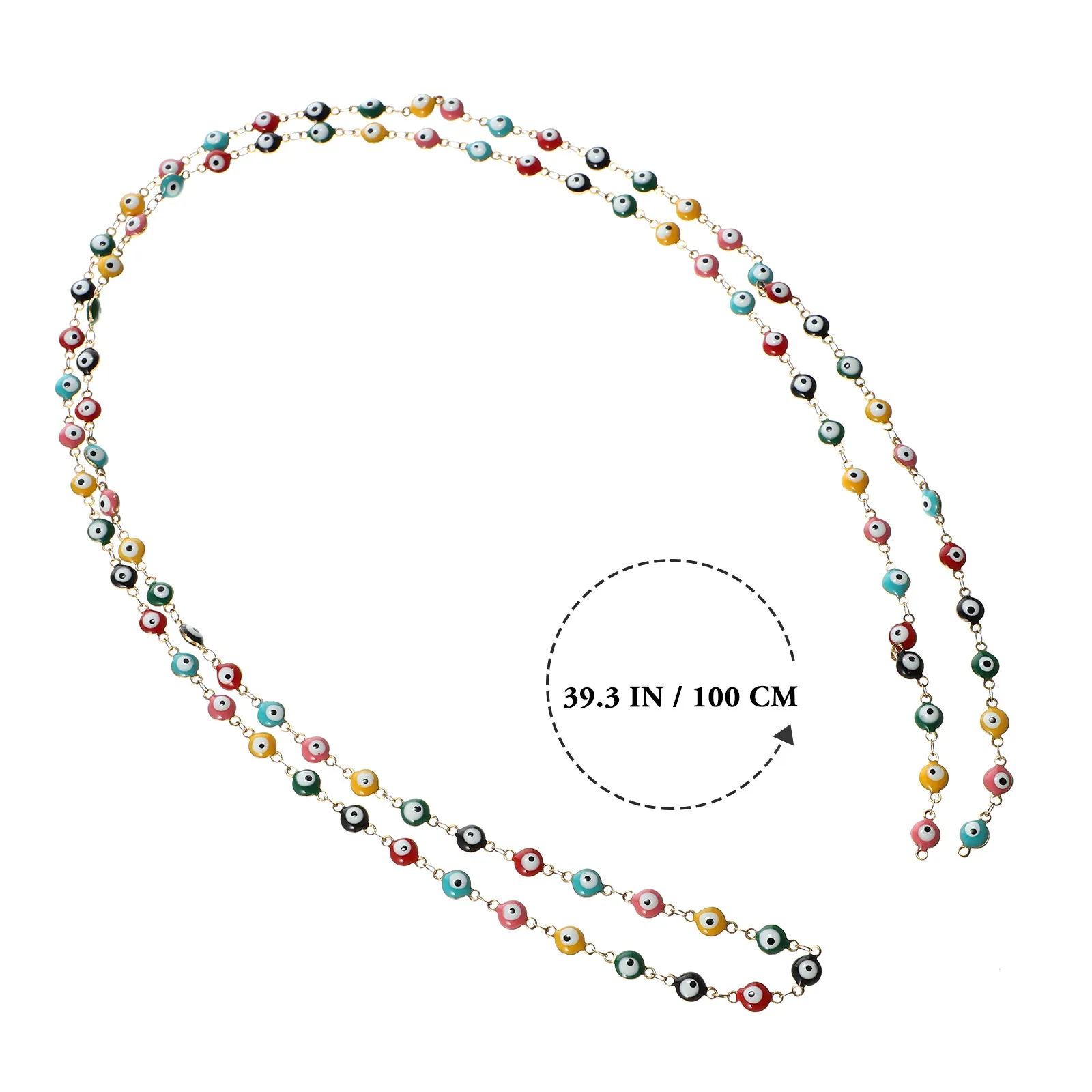 1M Colorful Bead Chain Evil Eye Linking Charm Stainless Steel Anti Rust Corrosion Resistant DIY Jewelry Making Accessories