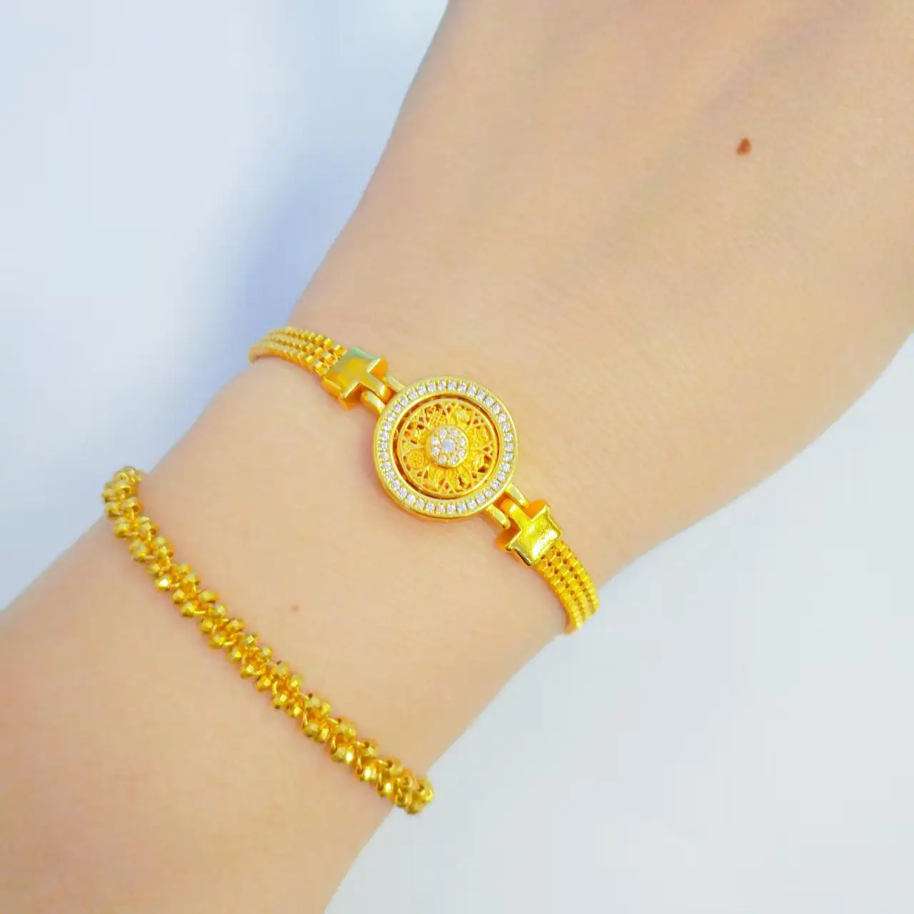 

Rotating Eight Treasures Compass Bracelet Women's 24K Gold AU999 - Classic eight treasures bracelet, timeless fortune