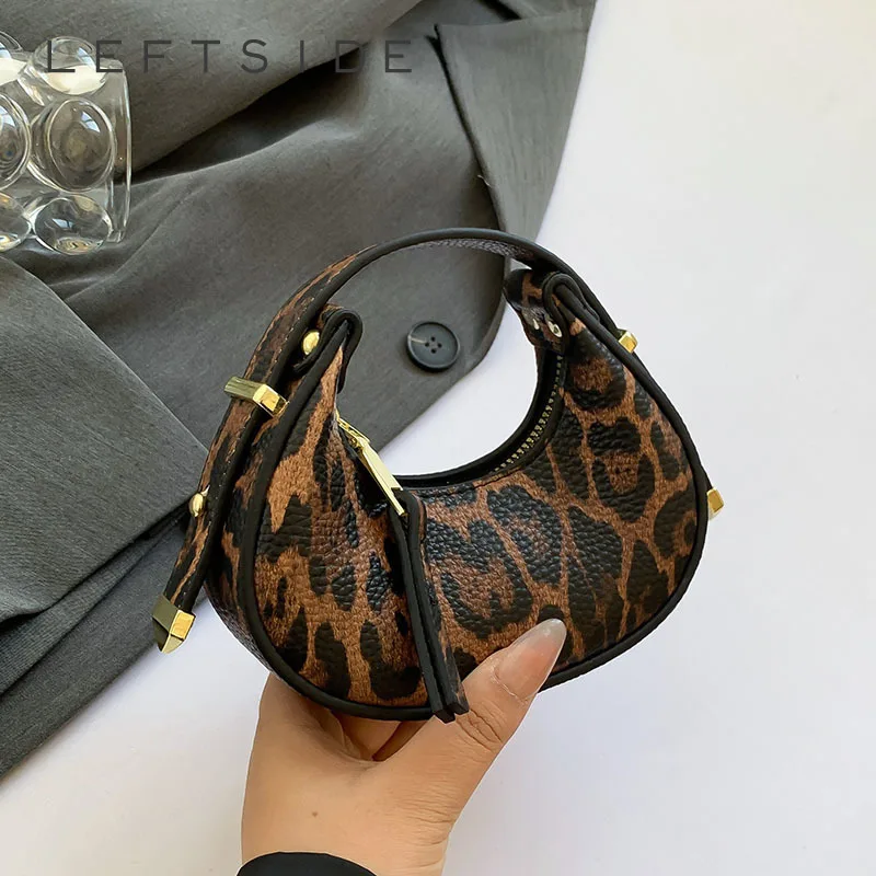 LEFTSIDE Mini Leopard PU Leather Crossbody Bags For Women 2024 Y2K Trend Female Korean Fashion Lady Shoulder Bag Lady Handbags