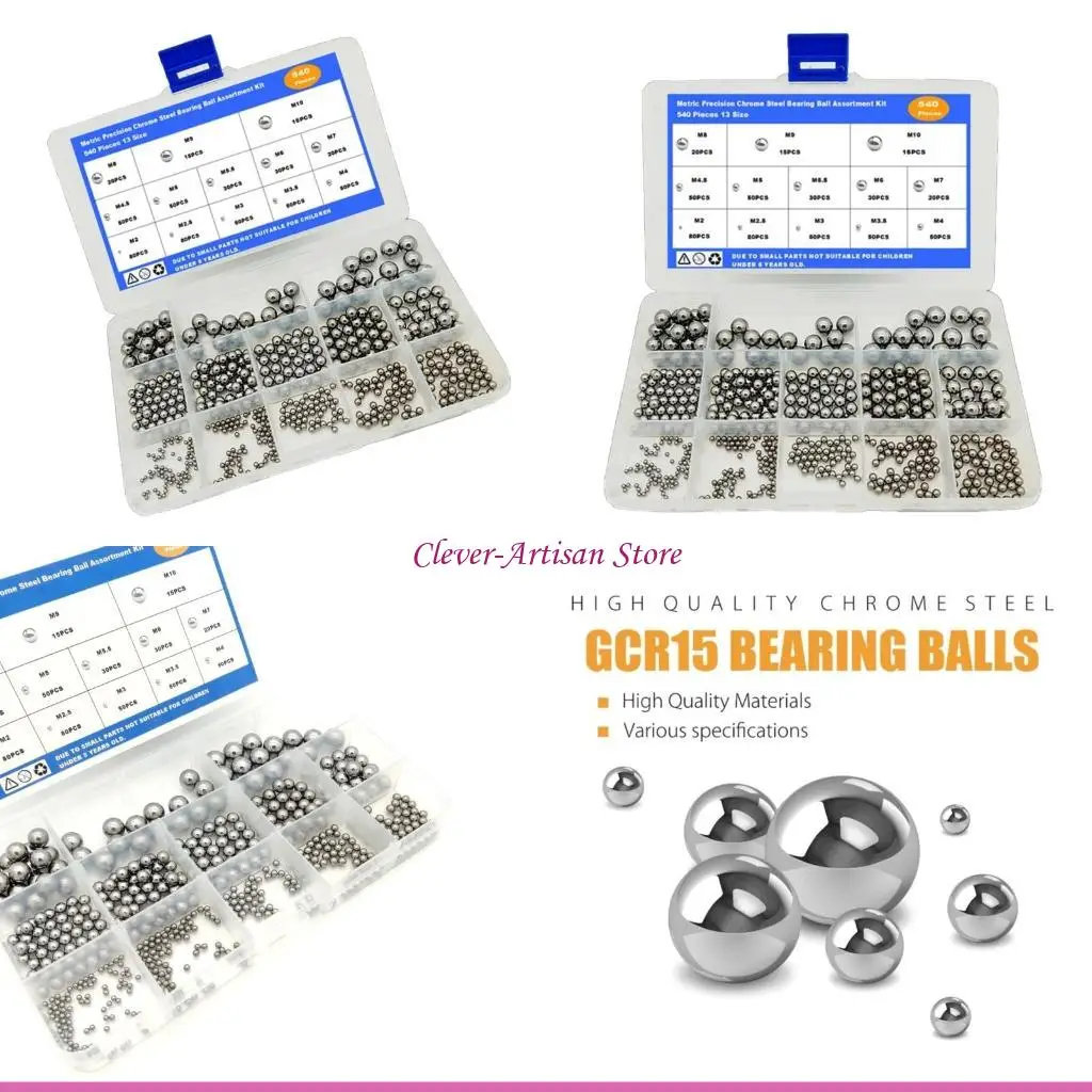 

E06B Набор из 540 стальных подшипников, набор металлических шарикоподшипников для многофункциональных устройств