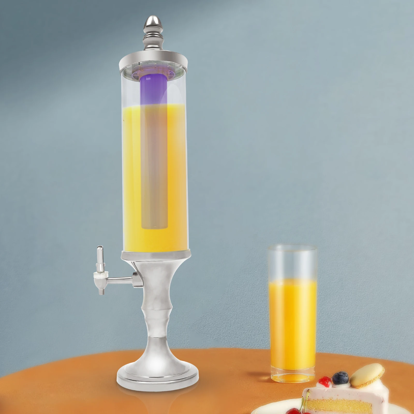 3L 102Oz LED Colorful Light Beer Tower Dispenser With Ice Tube, Gold ABS PC Beverage Tower For Party Bar Home, Drink Dispenser For Beer Juice Cocktail
