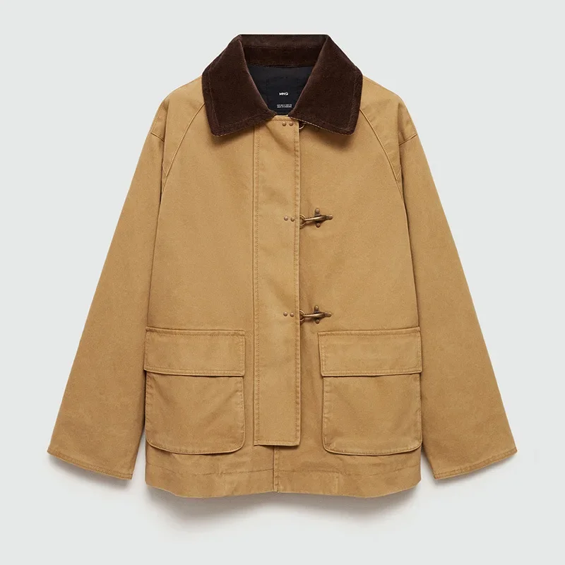 

Khaki Loose jacket new single-row multi-button jacket with lapels for fall 2024