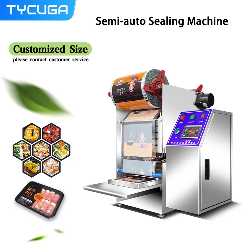 Commercial Automatic Controlled Atmosphere Nitrogen Filling Fresh-Keeping Food Box Sealing Machine, Square Box Sealing Machine