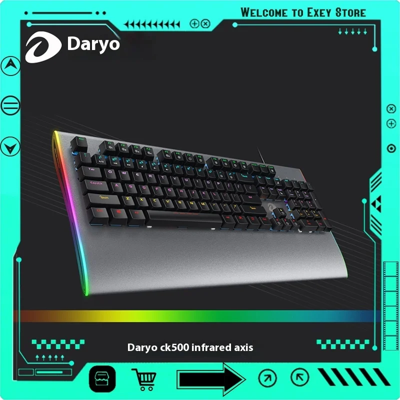 Daryou Ck500 Infrared Blue Axis Optical Axis Gaming Keyboard New Wired Gaming Waterproof Large Hand Support Birthday Gift