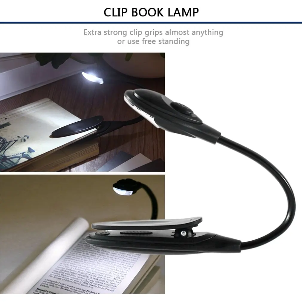 Mini portátil flexível Luzes LED Livro, Clip-On, brilhante, Livro Luz de Leitura, Lâmpada para PC, Laptop, Notebook, Viagem, Quarto, Leitor de Livros