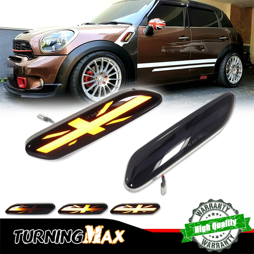 Sequential Amber LED Car Front Fender Side Marker Turn Signal Lights For MINI Cooper R60 Countryman R61 Paceman 2011-2016 12V