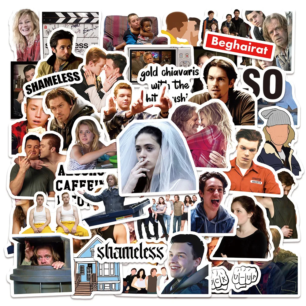 58 pçs shameless tv show adesivo legal graffiti decoração guitarra bagagem skate decalque à prova dwaterproof água crianças brinquedo