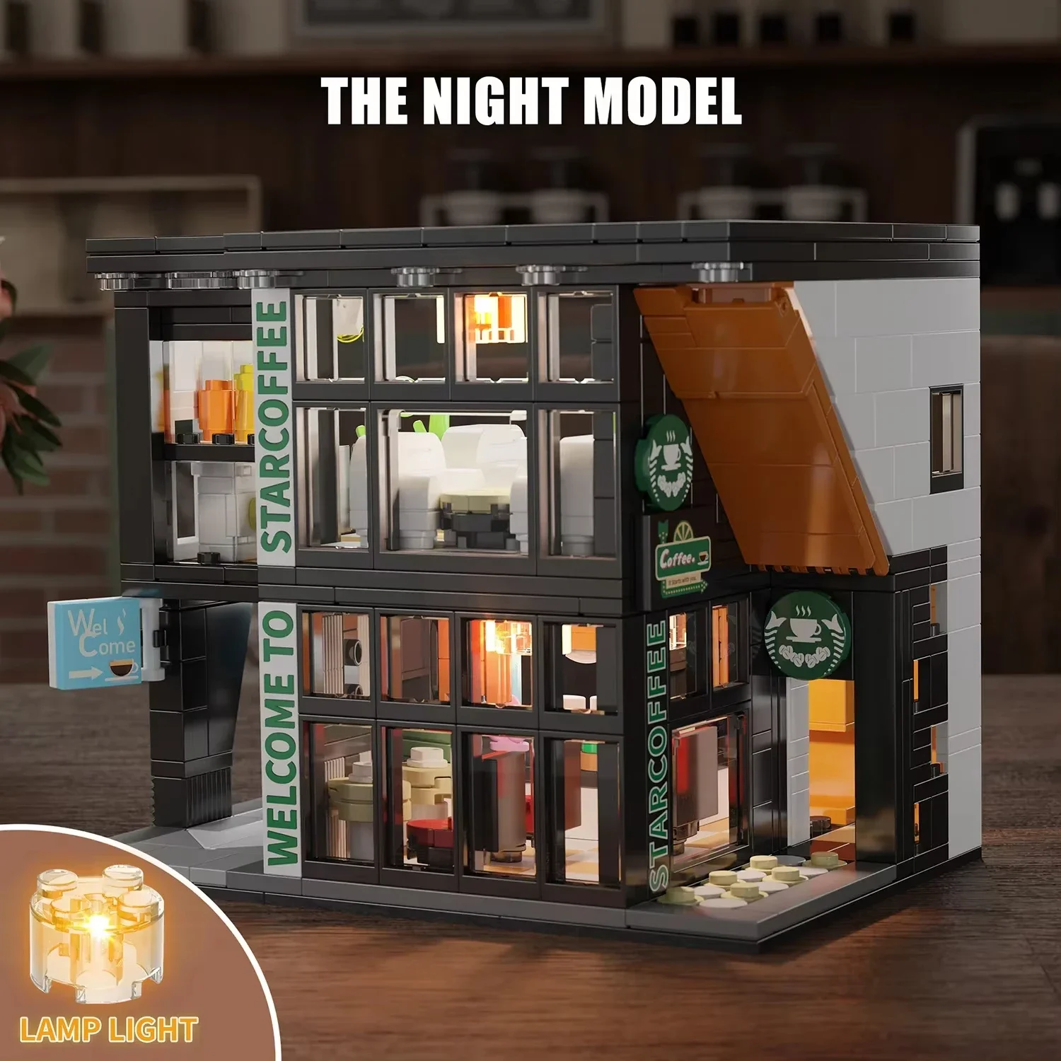 T2071 Toy Coffee Shop Assembly Model Street View Series Pirate Ship Building Blocks Toy Gift