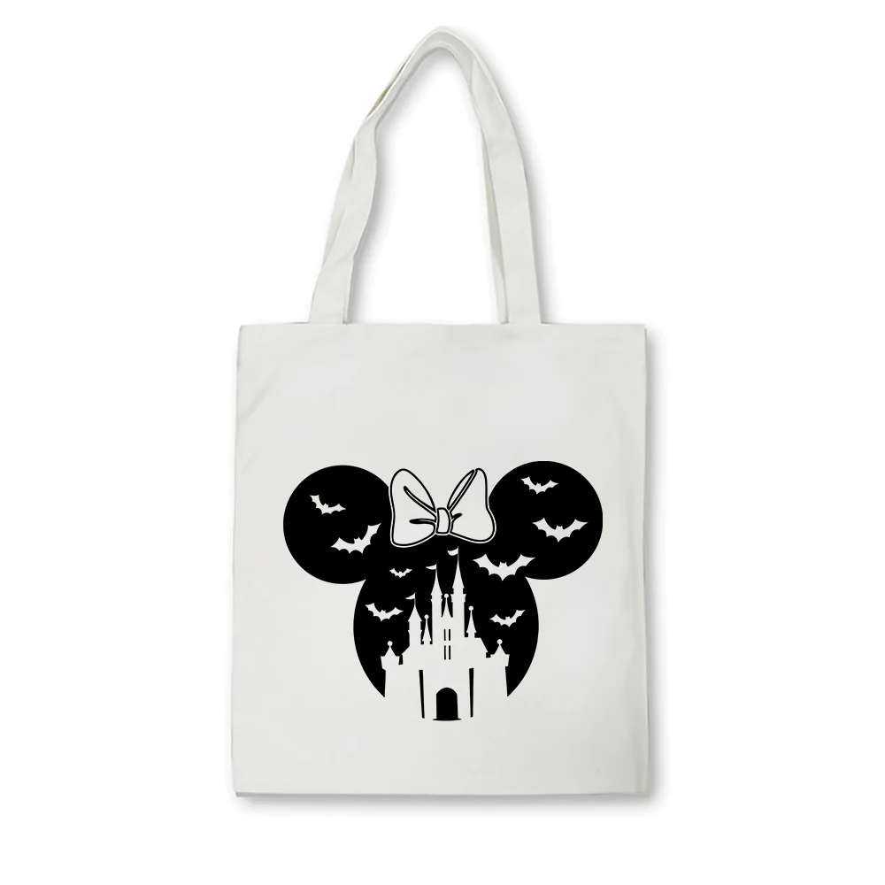 Funny Mouse Ear Graphic Tote Bag Cute Magic Kingdom Halloween Tote Bags Spooky Season Ghost Halloween Bags Travel Bags for Women