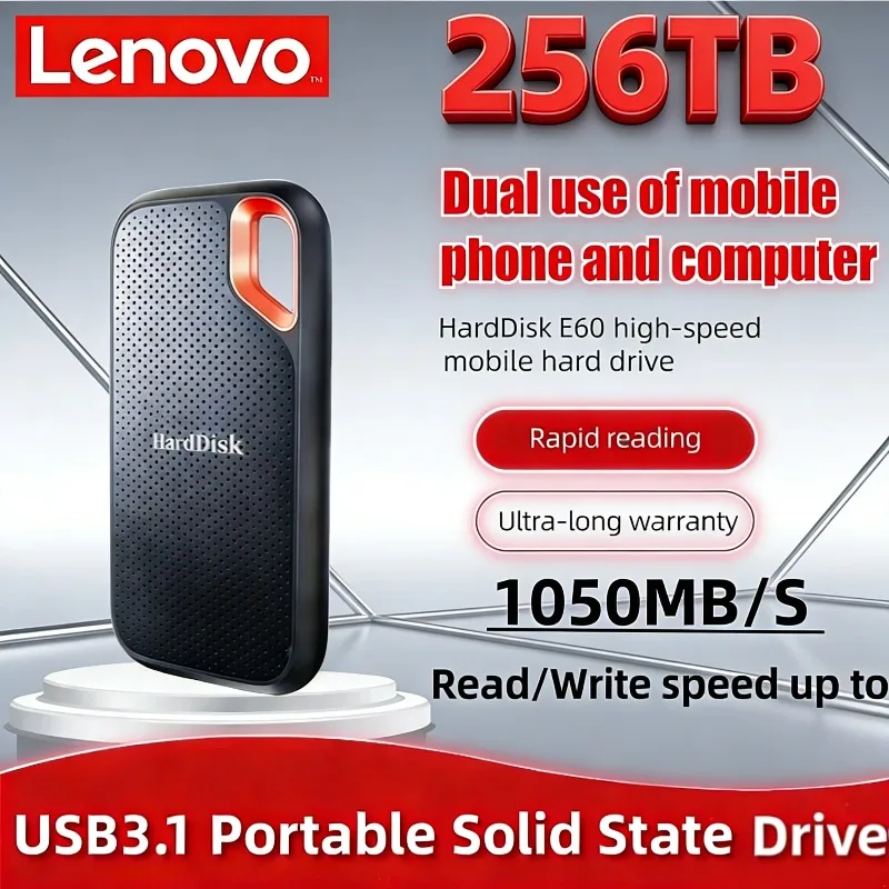 Lenovo High-speed SSD 256TB External Hard Drive Portable Mob