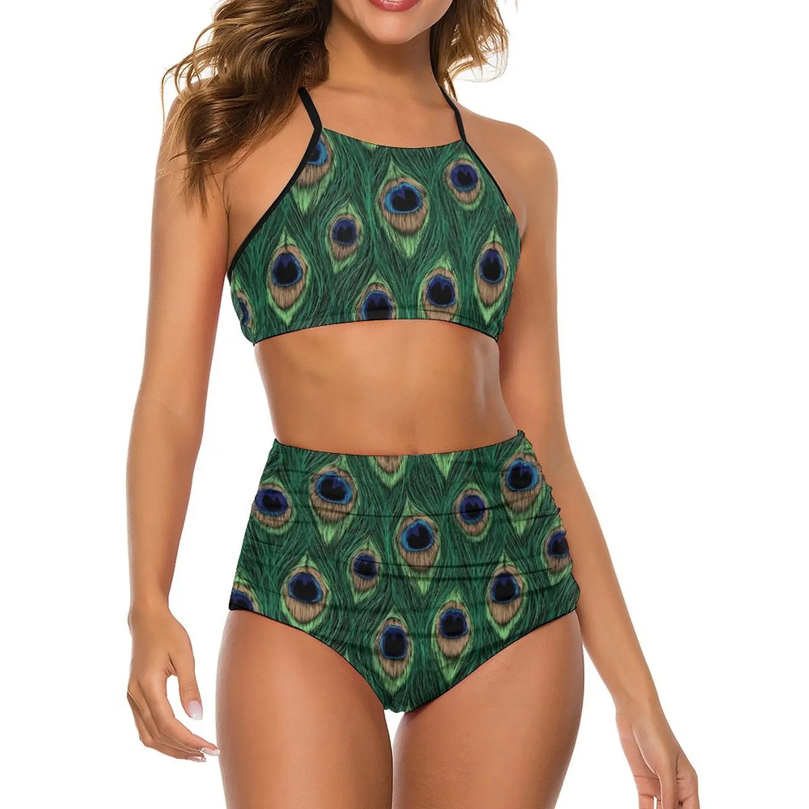 

Sexy Peacock Bikini Set Animal Print Elegant Bikini Swimsuit High Waist Swimwear Women Fitness Oversize Feminine Bikinis