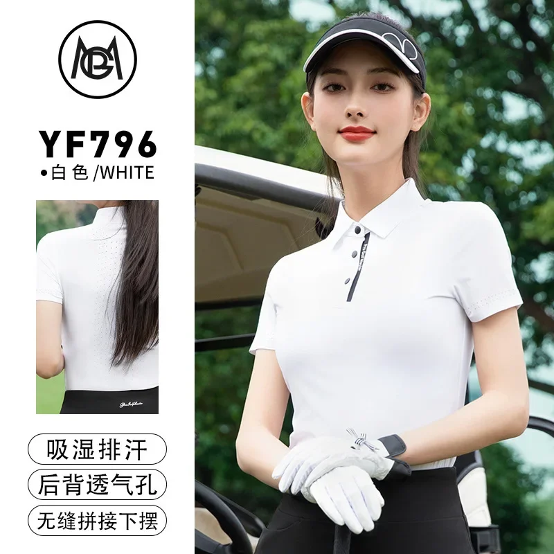 

PGM Женские тренировочные футболки для гольфа 2027 Летняя рубашка поло с короткими рукавами Топ