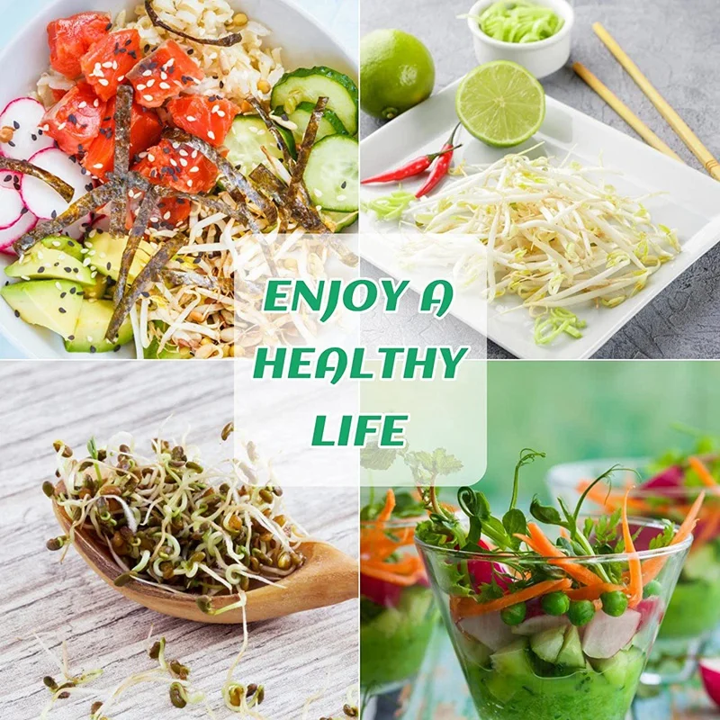 

Seed Sprouting Jar Kit with 2 Wide Mouth Jars Bean Sprouts Growing Kit Growing Jar with Mesh Screen Lids-A57M