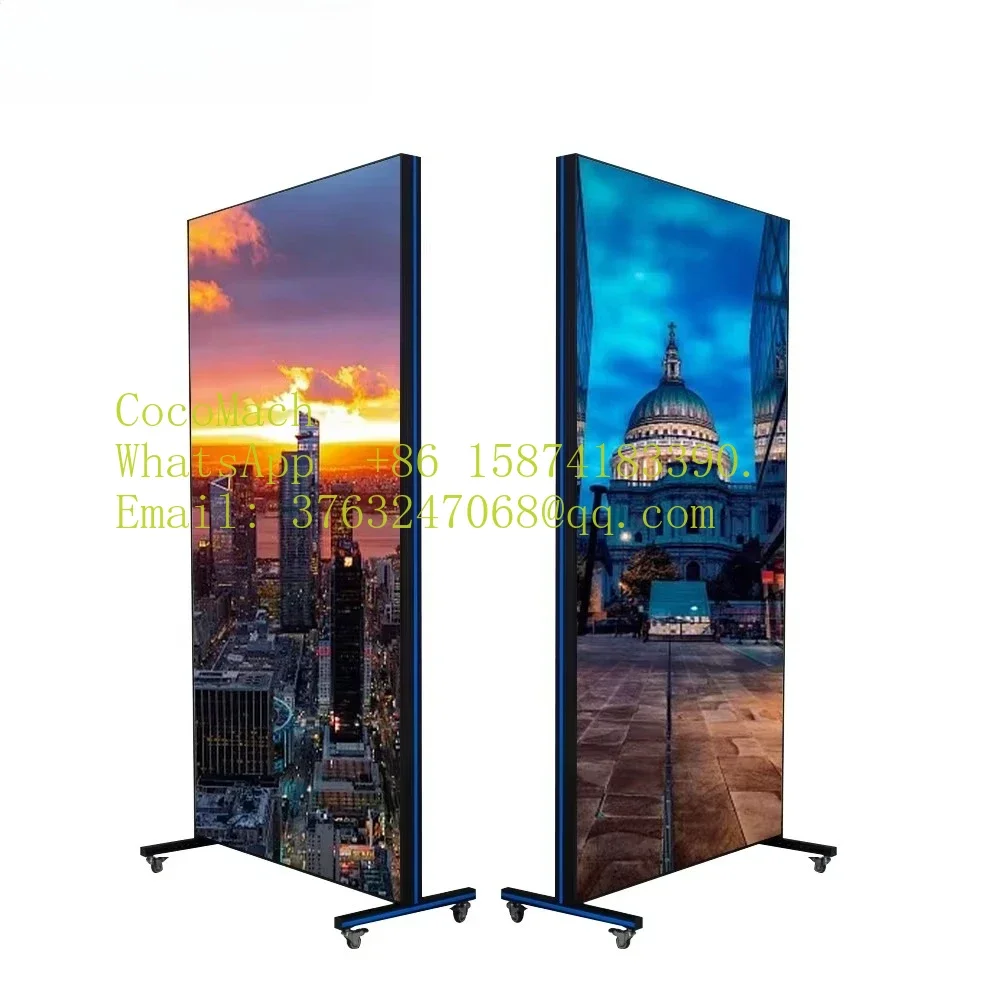 Outdoor Slim Smart WiFi Stand HD P2.5 Digital Advertising LED Poster Display Screen