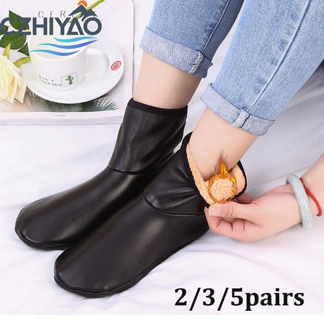 

CZHIYAO 2/3 pairs Adult Mid Tube Socks Winter Styles with Plush And Thickened,Men'S Women'S Warm High Tube Indoor Floor Shoes
