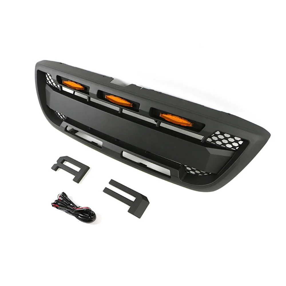 لفورد رينجر 1998 ~ 2000 سيارة تعديل ABS المصد الأمامي قناع مصبغة سباق الشواية مع أضواء LED أجزاء السيارات الخارجية أسود #4