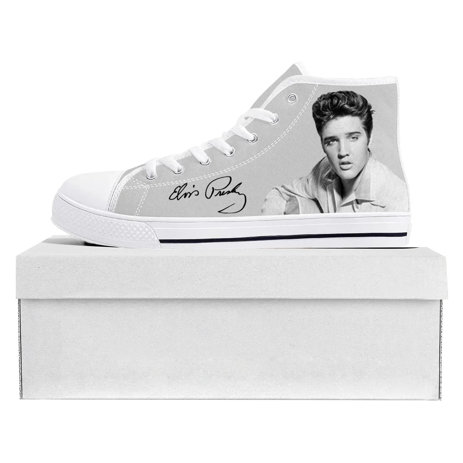 

E-Elvis The King Hillbilly Cat High Top High Quality Sneakers Mens Womens Teenager Canvas Sneaker Couple Custom Shoe P-Presley