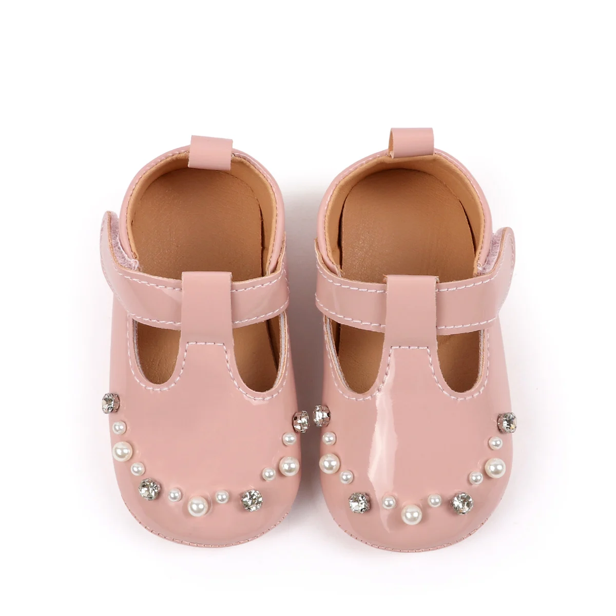 الربيع والخريف منتج جديد 0-1 سنة الطفل تعلم المشي أحذية المضادة للانزلاق التعلم المشي الأحذية العصرية اللؤلؤ الرجعية نمط